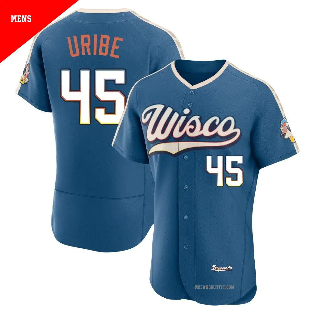 Men's ＃45 Abner Uribe Milwaukee Brewers Blue Authentic Mineral 2026 City Connect Stadium Jersey