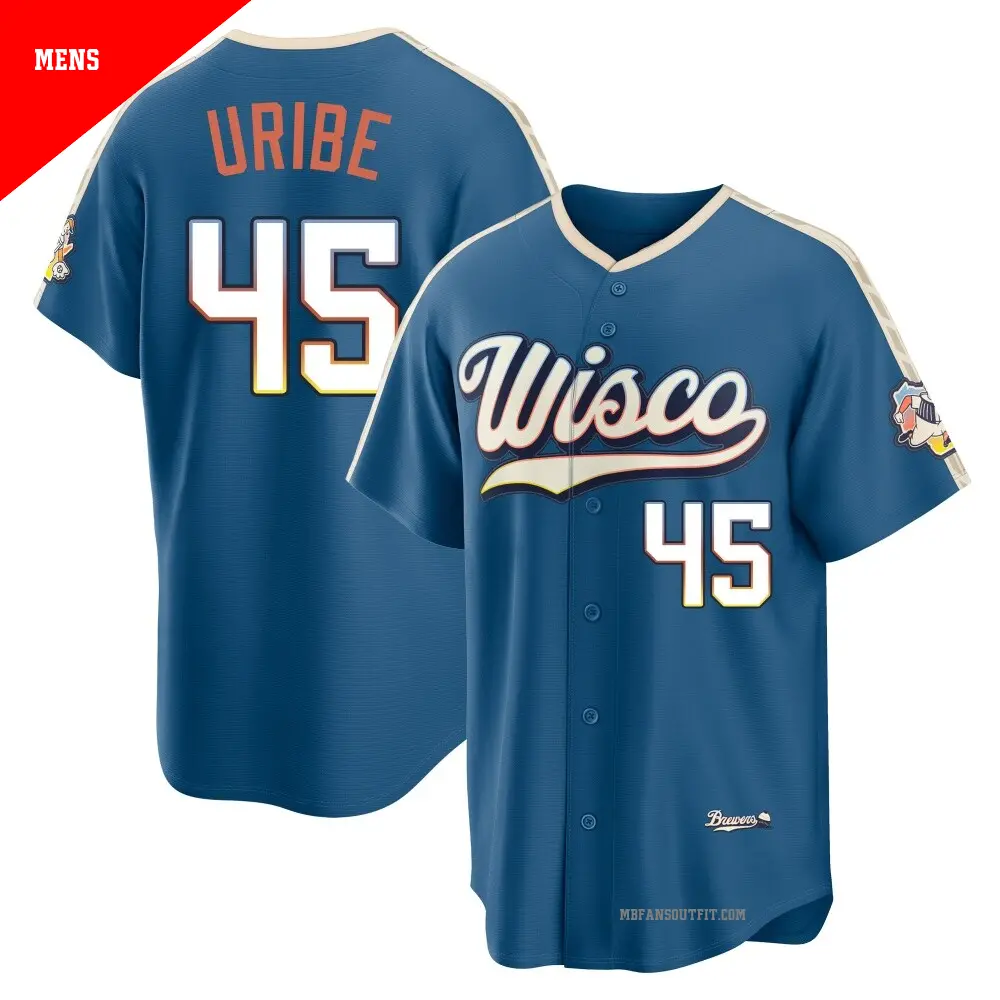 Men's ＃45 Abner Uribe Milwaukee Brewers Blue Limited Mineral 2026 City Connect Stadium Jersey