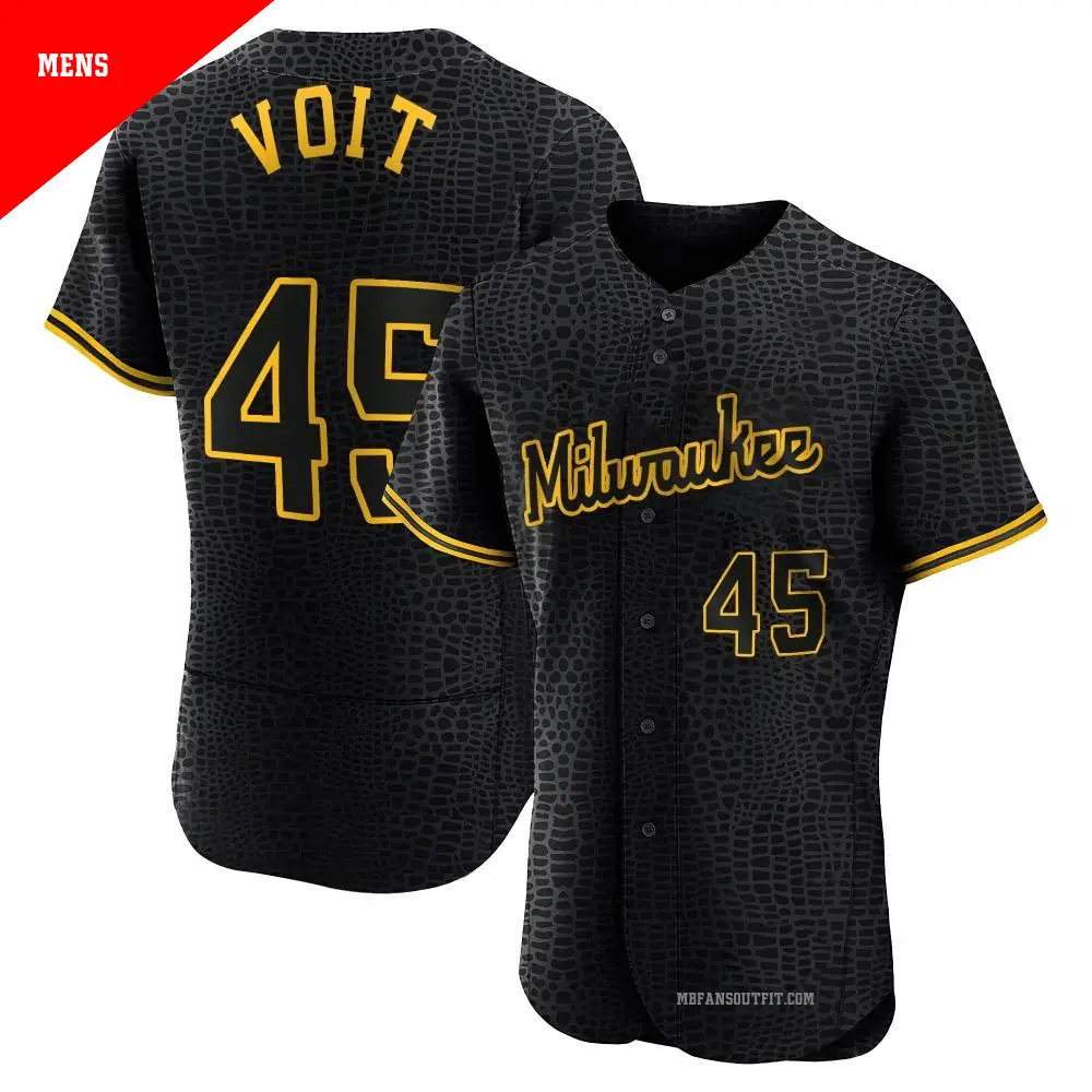 Men's ＃45 Luke Voit Milwaukee Brewers Black Authentic Snake Skin City Jersey