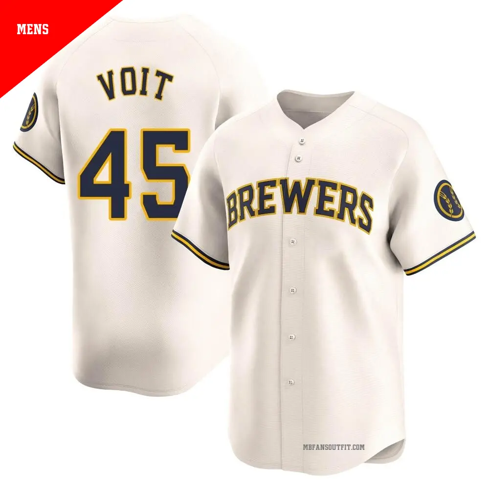 Men's ＃45 Luke Voit Milwaukee Brewers Cream Limited Home Jersey