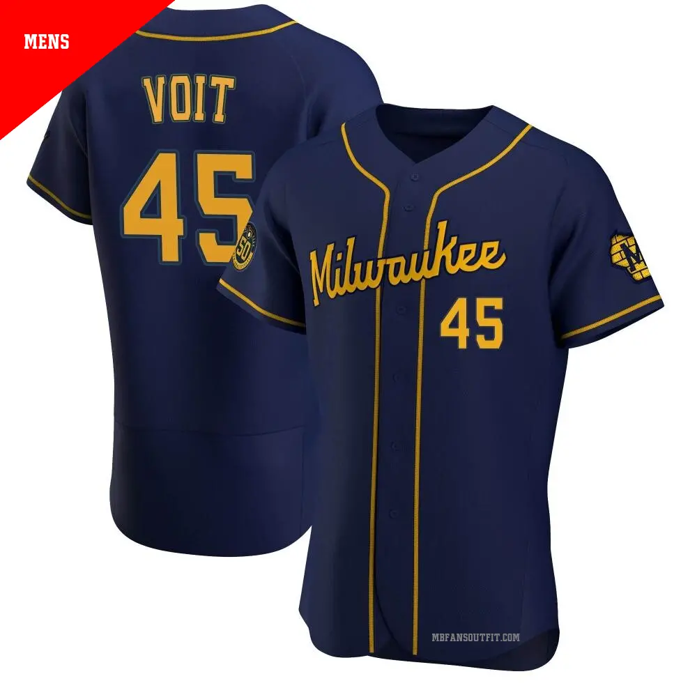 Men's ＃45 Luke Voit Milwaukee Brewers Navy Authentic Alternate Jersey