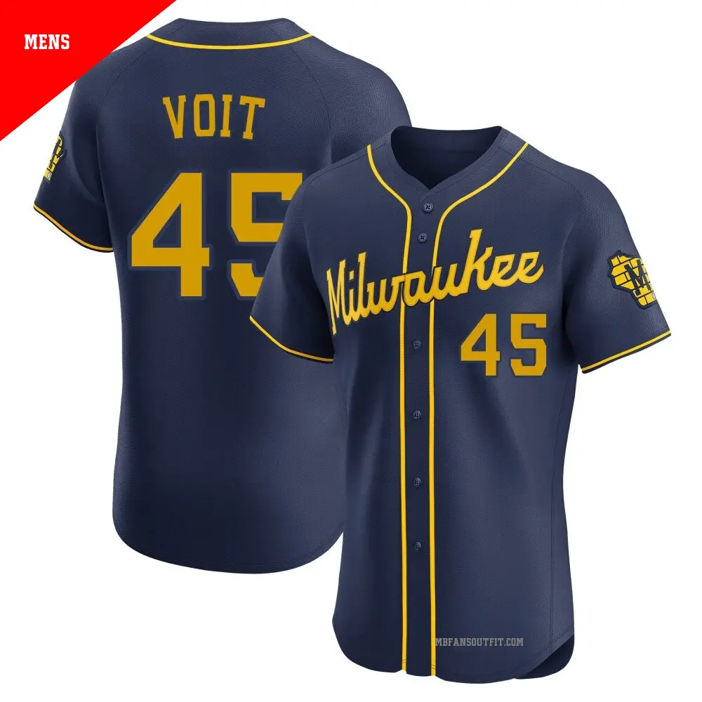 Men's ＃45 Luke Voit Milwaukee Brewers Navy Elite Alternate Jersey