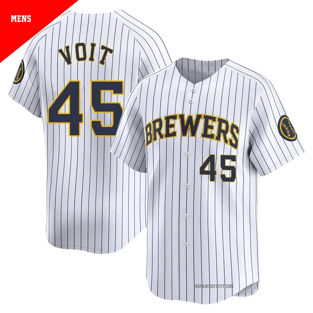 Men's ＃45 Luke Voit Milwaukee Brewers White Limited Alternate Jersey
