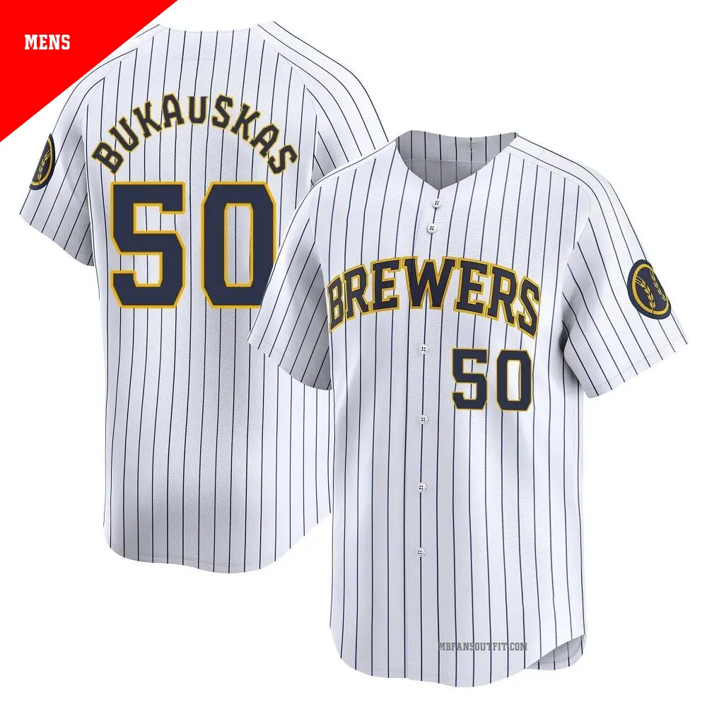 Men's ＃50 J.B. Bukauskas Milwaukee Brewers White Limited Alternate Jersey