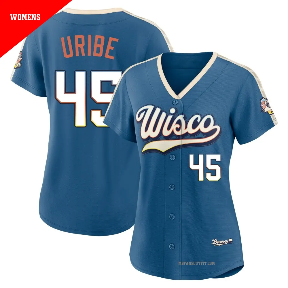 Women's ＃45 Abner Uribe Milwaukee Brewers Blue Limited Mineral 2026 City Connect Stadium Jersey