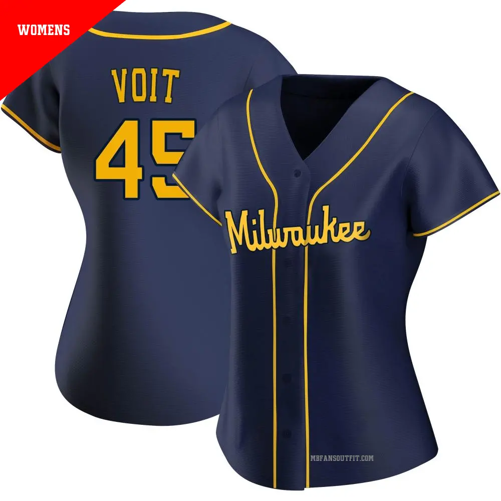 Women's ＃45 Luke Voit Milwaukee Brewers Navy Replica Alternate Jersey