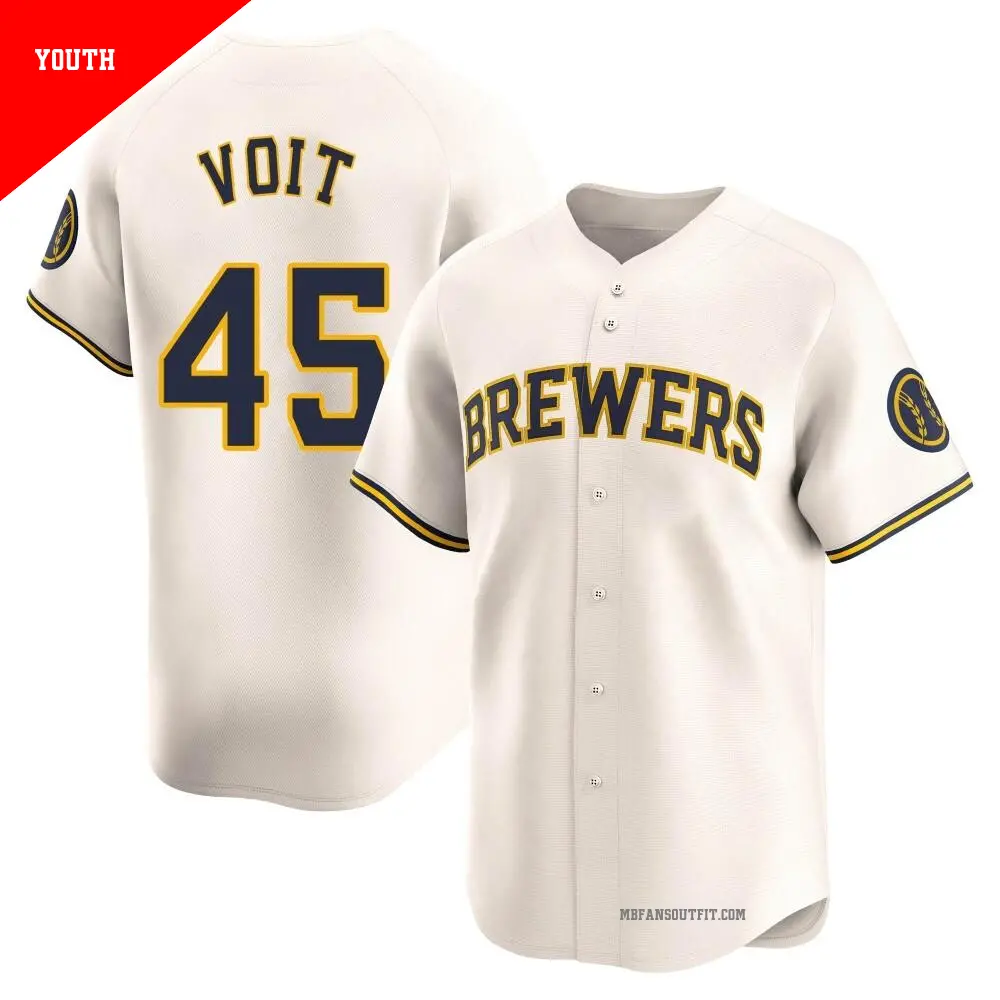 Youth ＃45 Luke Voit Milwaukee Brewers Cream Limited Home Jersey